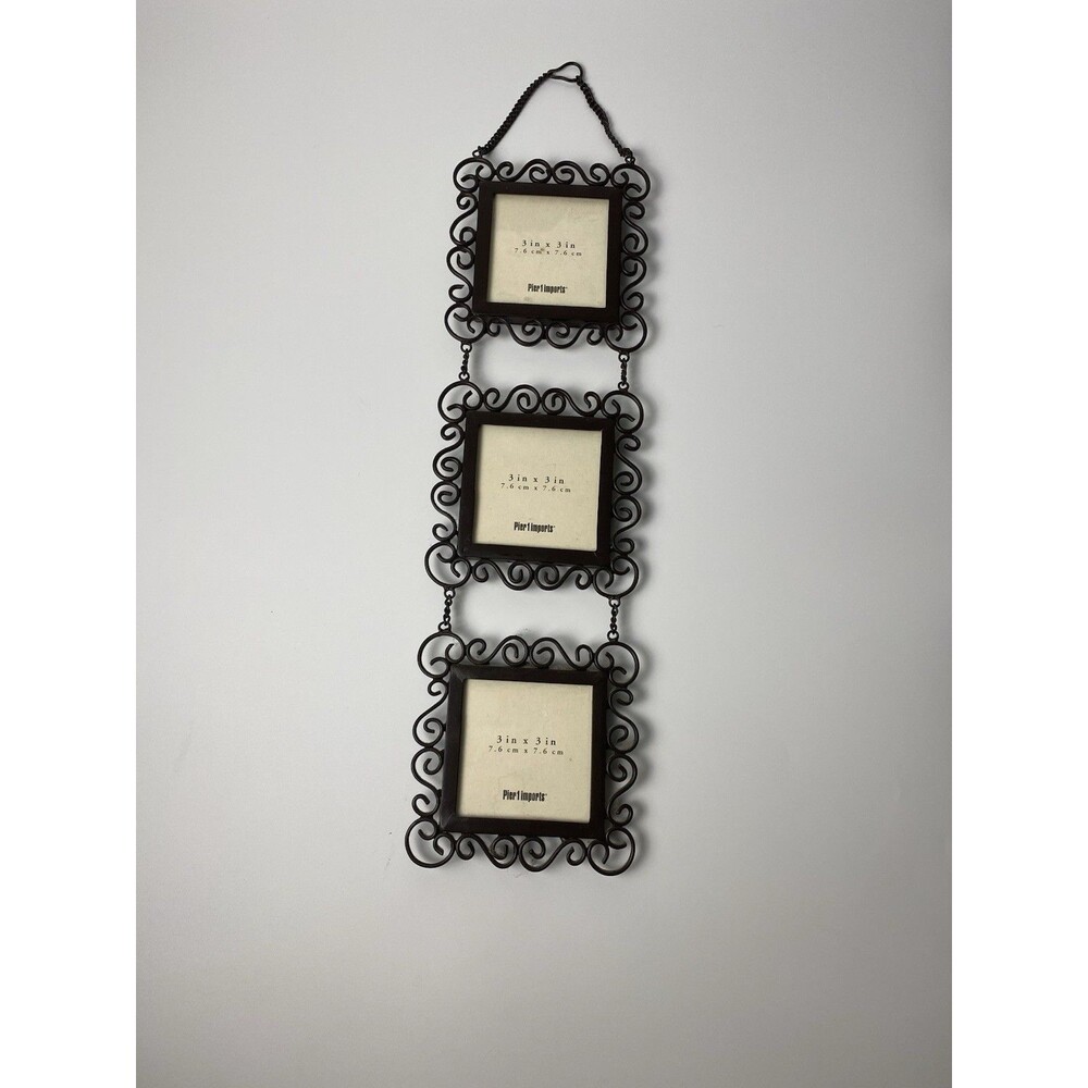 Pier One 3 Hanging Metal Picture Frames Boho Decor Cottage Core Accent